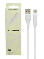 Кабель USB 2,4A USB-Apple Lightning white sil 1m