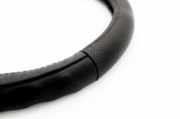 Оплётка на руль черая КОЖА размер L(39-41см) с перфорацией