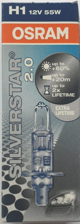 Лампа H1 12V 55W+60% SILVERSTAR 2.0
