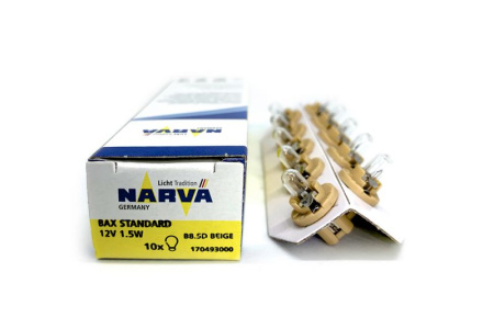 Лампа 1.2W 12V B8.5d BAX (бежевый патрон) Лампа 1.2W 12V B8.5d BAX (бежевый патрон)