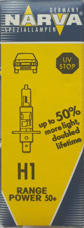 Лампа H1 12V 55W+50% P14.5s Range Power