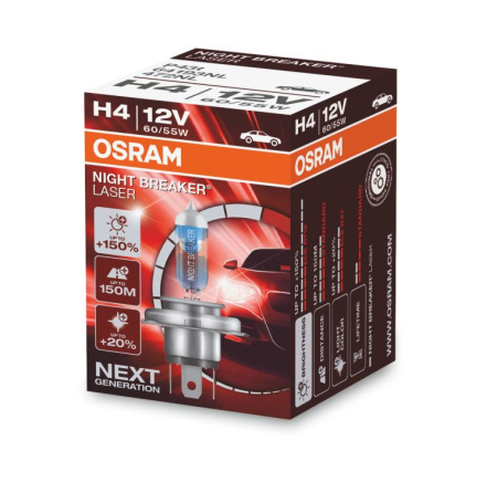 Лампа H4 12V 60/55W+150% NIGHT BREAKER LASER