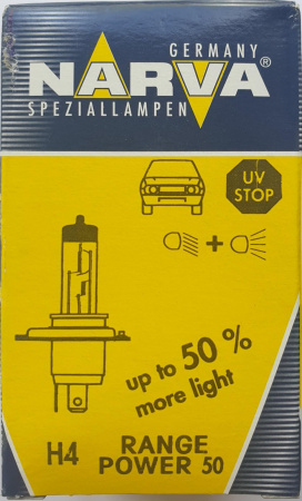 Лампа H4 12V 60/55W+50% P43t-38 Range Power