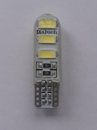 Светодиод W5W 12V W2.1x9.5d 6SMD (белый/силикон)