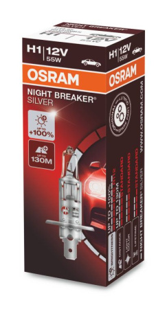 Лампа H1 12V 55W+100% NIGHT BREAKER SILVER