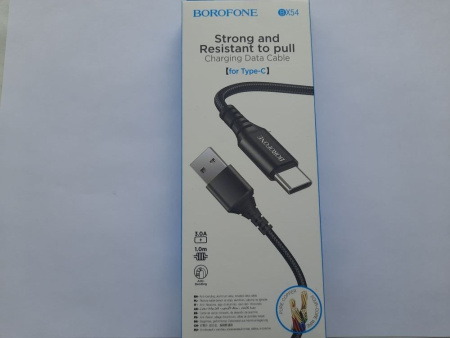 Кабель USB 3A USB-USB Type-C black 1m в оплетке